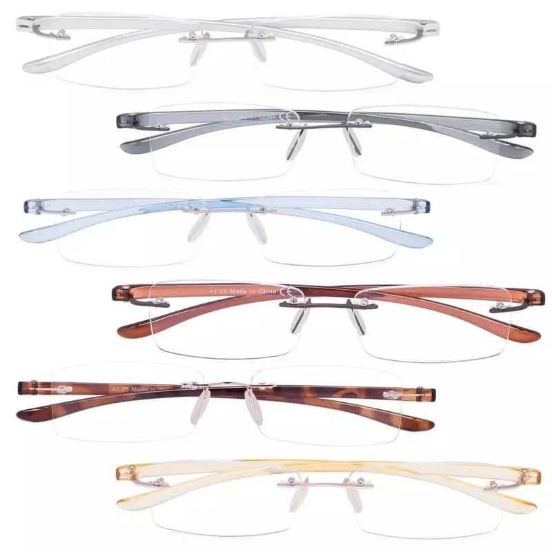eyekeeper.com 6 Pack Small Classic Rectangle Reading Glasses Rimless Readers R14001 Eyeglasses