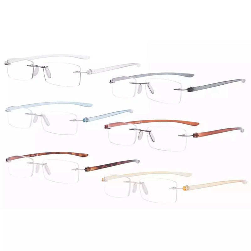 eyekeeper.com 6 Pack Small Classic Rectangle Reading Glasses Rimless Readers R14001 Eyeglasses