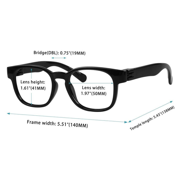 6 Pack Square Screwless Metalless Reading Glasses NR144