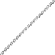 Bids.com .925 Sterling Silver 1.0 Cttw Diamond Spiral Wave Curved-Link 7" Tennis Bracelet (I-J Color, I3 Clarity) Bracelets