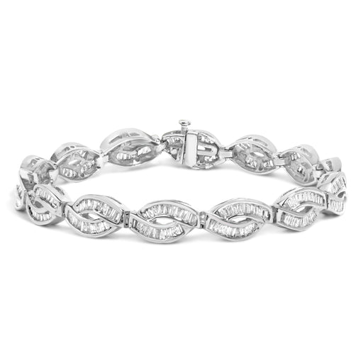 Bids.com 14K White Gold 2.00 Cttw Channel Set Baguette Diamond Vintage Style Link Bracelet (G-H Color, SI1-SI2 Clarity) - 7.25" Bracelets