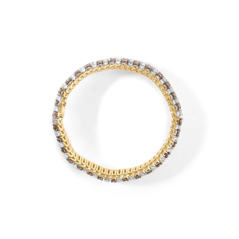 Bids.com 10K Yellow Gold 10-1/3 Cttw Alternating Coco Color and White Diamond 5 Row Tennis Bracelet (Brown/H-I Color, SI1-SI2 Clarity) - Size 7.25 Bracelets