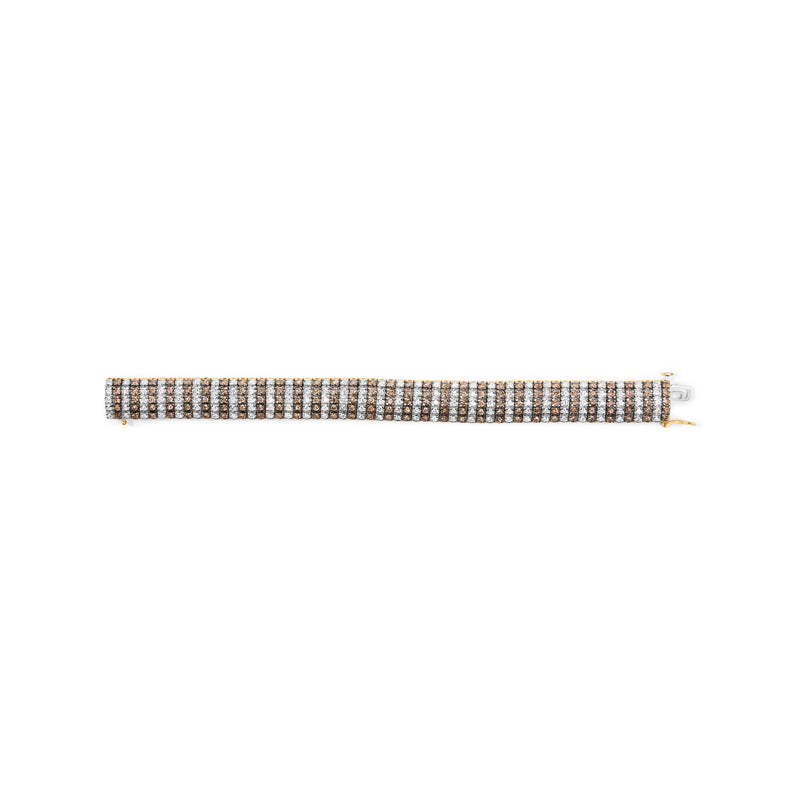 Bids.com 10K Yellow Gold 10-1/3 Cttw Alternating Coco Color and White Diamond 5 Row Tennis Bracelet (Brown/H-I Color, SI1-SI2 Clarity) - Size 7.25 Bracelets