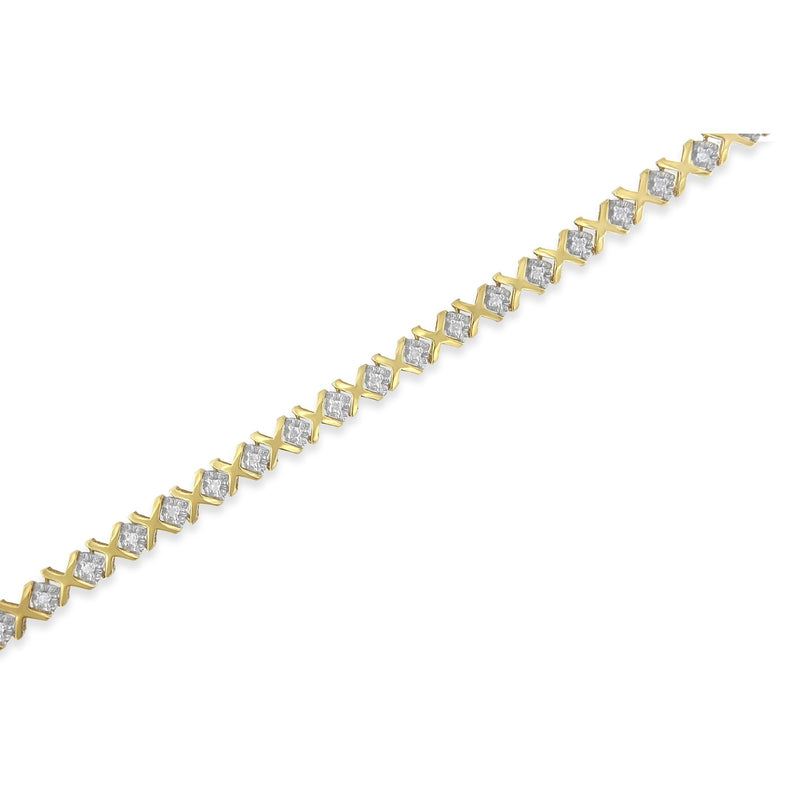 Bids.com 10K Yellow Gold 1/2 Cttw Diamond Alternating X-Link Bracelet Bracelets