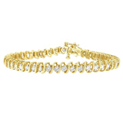 Bids.com 14K Yellow Gold Round Cut Diamond Spiral Link Bracelet (3.00 cttw, H-I Color, SI2-I1 Clarity) Bracelets