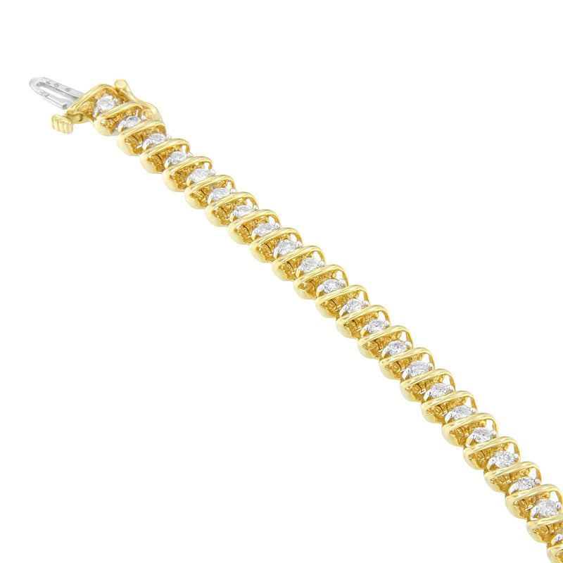 Bids.com 14K Yellow Gold Round Cut Diamond Spiral Link Bracelet (3.00 cttw, H-I Color, SI2-I1 Clarity) Bracelets