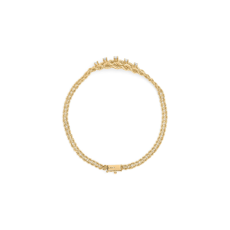 Bids.com 10K Yellow Gold 1/4 Cttw Round-Cut Diamond Basket Weave Rope Chain Style 7" Bracelet (H-I Color, I1-I2 Clarity) Bracelets
