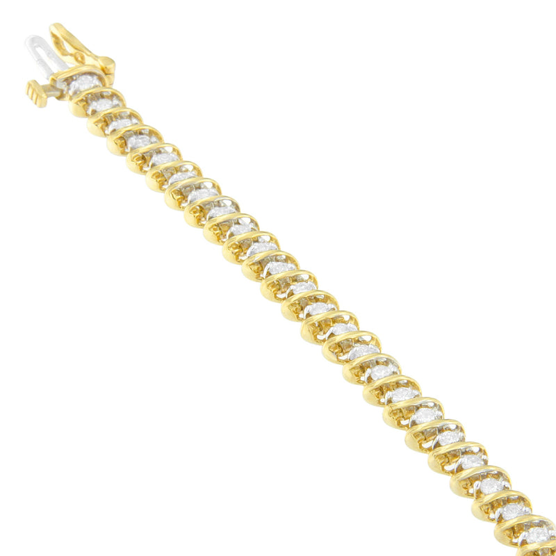 Bids.com 18K Yellow Gold Round Cut Diamond Spiral Link Bracelet (2.00 cttw, I-J Color, I1-I2 Clarity) Bracelets