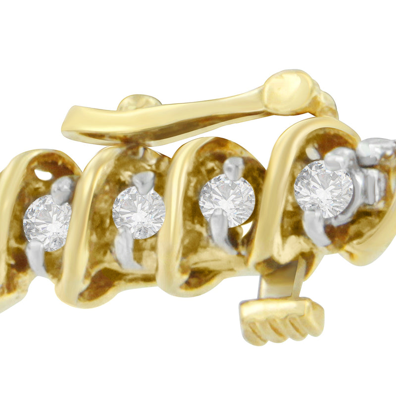 Bids.com 18K Yellow Gold Round Cut Diamond Spiral Link Bracelet (2.00 cttw, I-J Color, I1-I2 Clarity) Bracelets