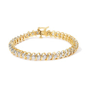 Bids.com 18K Yellow Gold 4.0 Cttw Round-Cut Diamond S-Link 7" Inch Tennis Bracelet (I-J Color, SI1-SI2 Clarity) Bracelets