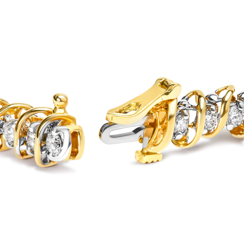 Bids.com 18K Yellow Gold 4.0 Cttw Round-Cut Diamond S-Link 7" Inch Tennis Bracelet (I-J Color, SI1-SI2 Clarity) Bracelets
