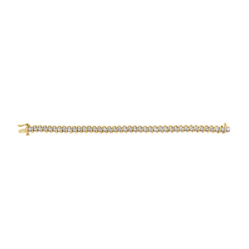 Bids.com 18K Yellow Gold 4.0 Cttw Round-Cut Diamond S-Link 7" Inch Tennis Bracelet (I-J Color, SI1-SI2 Clarity) Bracelets
