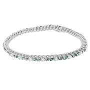 Bids.com 14K White Gold 4 5/8 Cttw Alternating White and Blue Diamond Martini Set Tennis Bracelet (H-I Color, I1-I2 Clarity) - 7" Inches Bracelets
