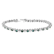 Bids.com 14K White Gold Round-Cut Blue Diamonds Bracelet (3.00 cttw, Blue Color, Clarity) Bracelets