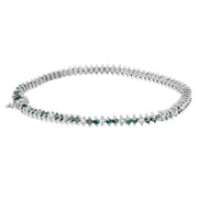 Bids.com 14K White Gold Round-Cut white and Blue Diamond Fashion Bracelet (3.70 cttw, H-I Color, SI1-SI2 Clarity) Bracelets