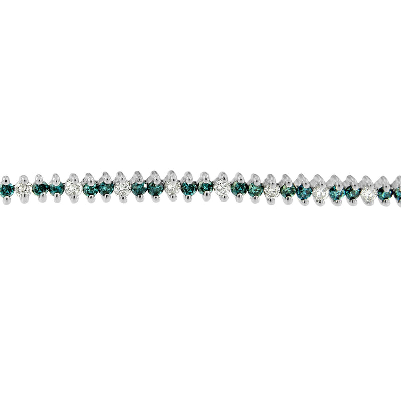 Bids.com 14K White Gold Round-Cut white and Blue Diamond Fashion Bracelet (3.70 cttw, H-I Color, SI1-SI2 Clarity) Bracelets