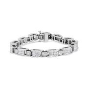 Bids.com 14K White Gold 5.0 Cttw Princess Cut Diamond Invisible Set Alternating Size D Shaped Links Tennis Bracelet (H-I Color, SI2-I1 Clarity) - 7â€ Bracelets