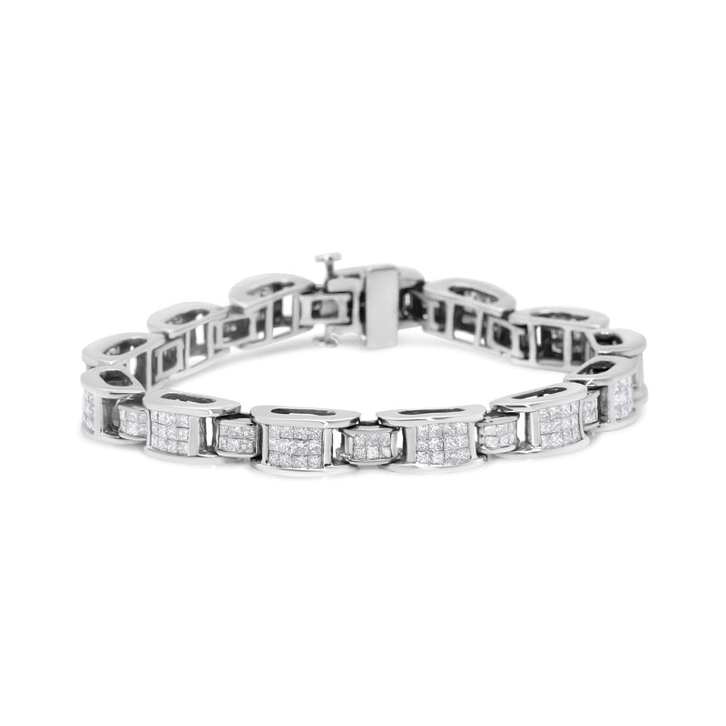 Bids.com 14K White Gold 5.0 Cttw Princess Cut Diamond Invisible Set Alternating Size D Shaped Links Tennis Bracelet (H-I Color, SI2-I1 Clarity) - 7â€ Bracelets