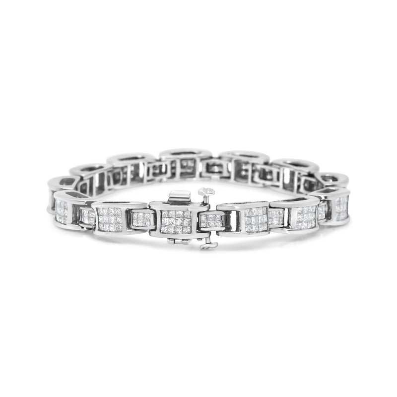 Bids.com 14K White Gold 5.0 Cttw Princess Cut Diamond Invisible Set Alternating Size D Shaped Links Tennis Bracelet (H-I Color, SI2-I1 Clarity) - 7â€ Bracelets