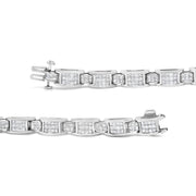 Bids.com 14K White Gold 5.0 Cttw Princess Cut Diamond Invisible Set Alternating Size D Shaped Links Tennis Bracelet (H-I Color, SI2-I1 Clarity) - 7â€ Bracelets