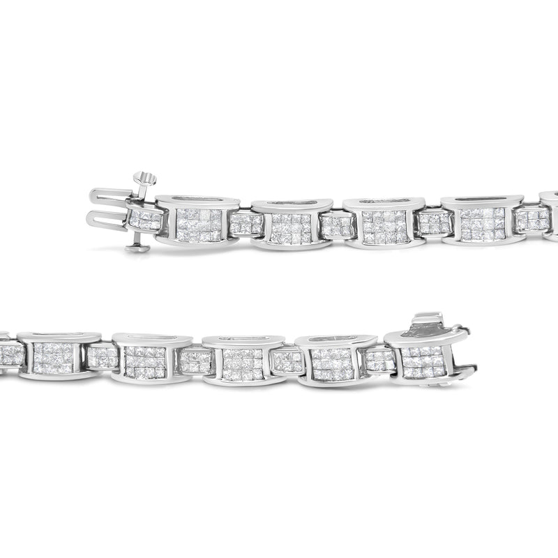 Bids.com 14K White Gold 5.0 Cttw Princess Cut Diamond Invisible Set Alternating Size D Shaped Links Tennis Bracelet (H-I Color, SI2-I1 Clarity) - 7â€ Bracelets