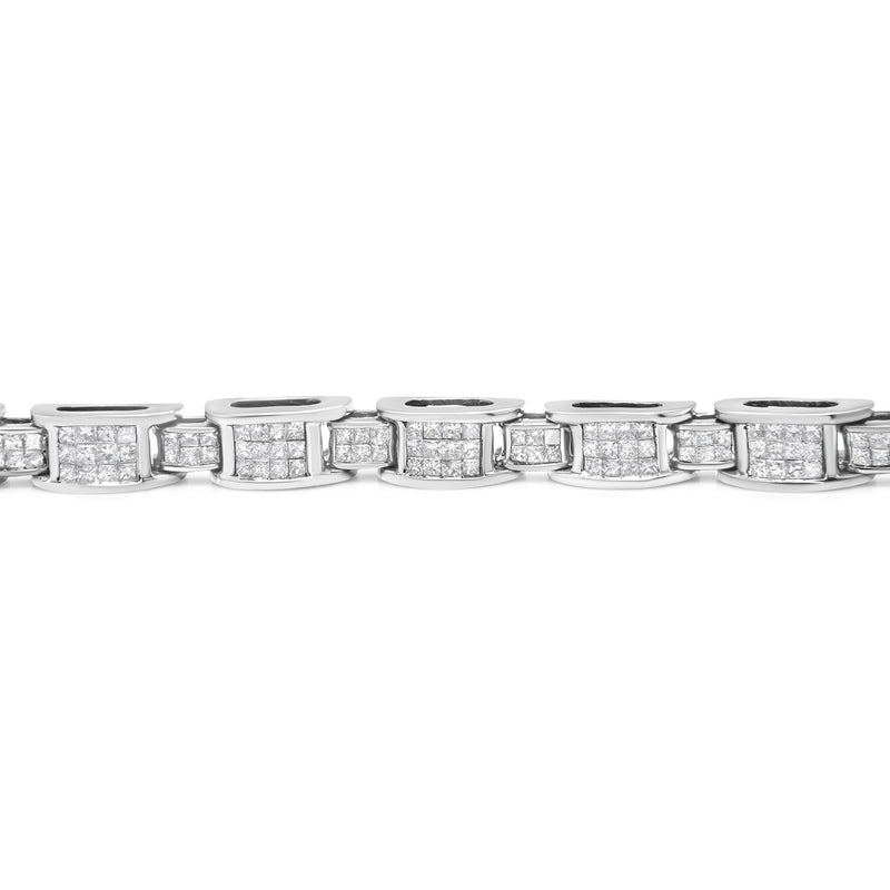Bids.com 14K White Gold 5.0 Cttw Princess Cut Diamond Invisible Set Alternating Size D Shaped Links Tennis Bracelet (H-I Color, SI2-I1 Clarity) - 7â€ Bracelets