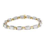 Bids.com 14K Two-Tone Gold Princess and Baguette-Cut Diamond Link Bracelet (3.00 cttw, H-I Color, SI1-SI2 Clarity) Bracelets
