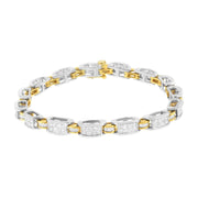 Bids.com 14K Two-Tone Gold Princess and Baguette-Cut Diamond Link Bracelet (3.00 cttw, H-I Color, SI1-SI2 Clarity) Bracelets