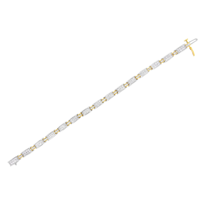 Bids.com 14K Two-Tone Gold Princess and Baguette-Cut Diamond Link Bracelet (3.00 cttw, H-I Color, SI1-SI2 Clarity) Bracelets
