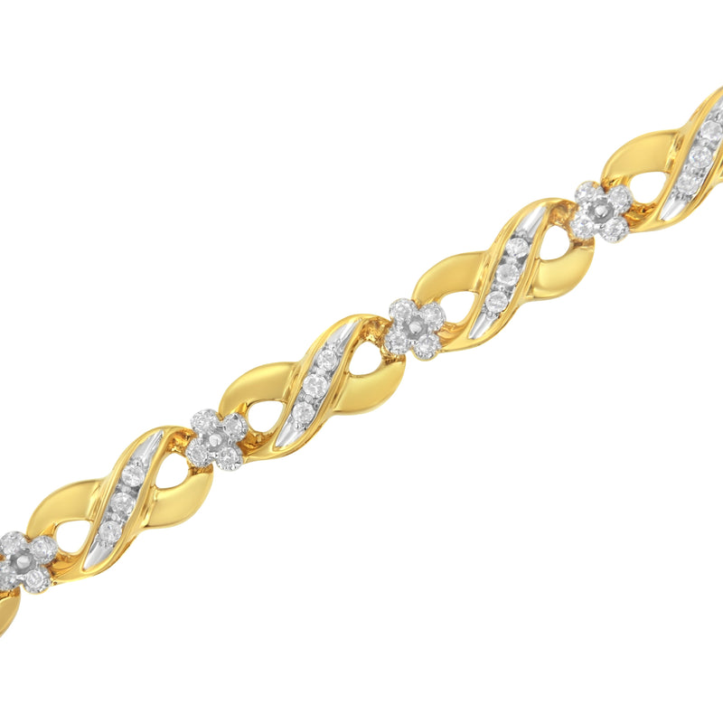 Bids.com 10K Yellow Gold Round-Cut Diamond Infinite Love Bracelet (1.00 cttw, I-J Color, I2-I3 Clarity) Bracelets