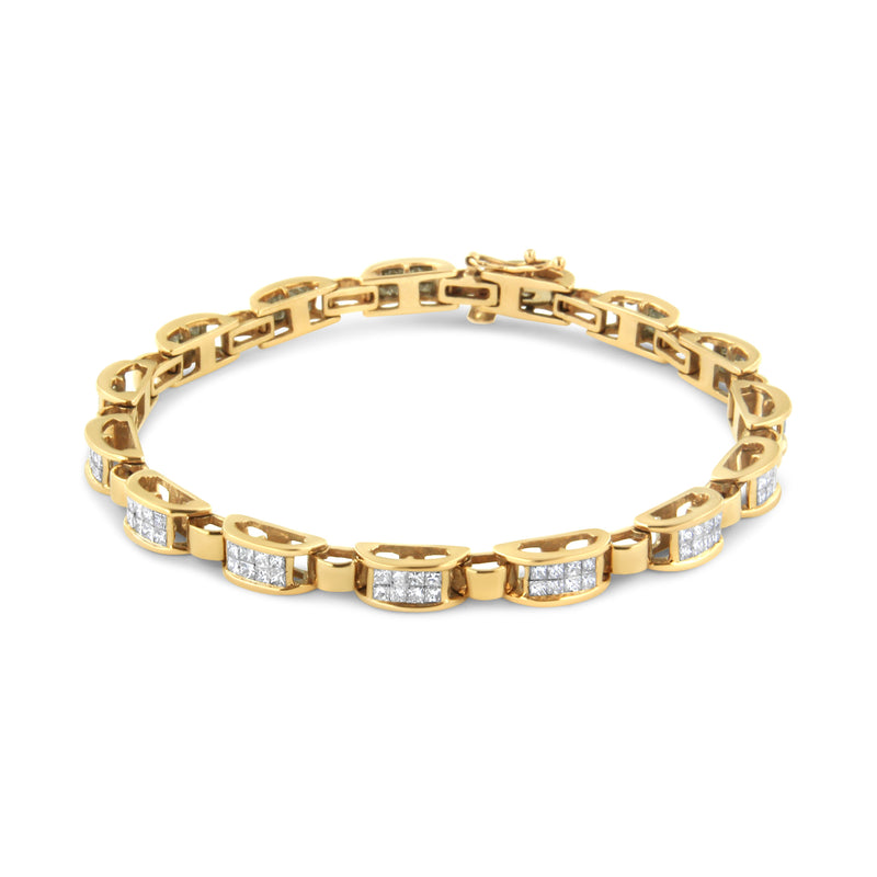 Bids.com 14K Yellow Gold 2 1/2 Cttw Princess-Cut Diamond Link Tennis Bracelet (H-I Color, SI2-I1 Clarity) - 7.25" Bracelets