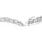 Bids.com 14K White Gold 2-1/2 Cttw Round-Brilliant & Baguette Cut Diamond 7" Alternating Flared Links Tennis Bracelet (H-I Color, SI1-SI2 Clarity) Bracelets