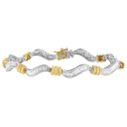 Bids.com Original Classics 10K Two-Tone Gold Baguette Cut Diamond Spiral Bracelet (2.00 cttw, H-I Color, I1-I2 Clarity) Bracelets