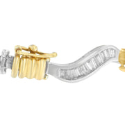 Bids.com Original Classics 10K Two-Tone Gold Baguette Cut Diamond Spiral Bracelet (2.00 cttw, H-I Color, I1-I2 Clarity) Bracelets