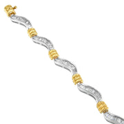 Bids.com Original Classics 10K Two-Tone Gold Baguette Cut Diamond Spiral Bracelet (2.00 cttw, H-I Color, I1-I2 Clarity) Bracelets