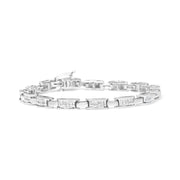 Bids.com 14K White Gold 2.0 Cttw Princess Cut Invisible Set Diamond Rectangular Link Bracelet (I-J Color, I1-I2 Clarity) - 7.25" Bracelets