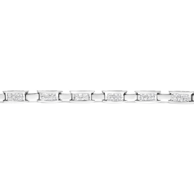 Bids.com 14K White Gold 2.0 Cttw Princess Cut Invisible Set Diamond Rectangular Link Bracelet (I-J Color, I1-I2 Clarity) - 7.25" Bracelets