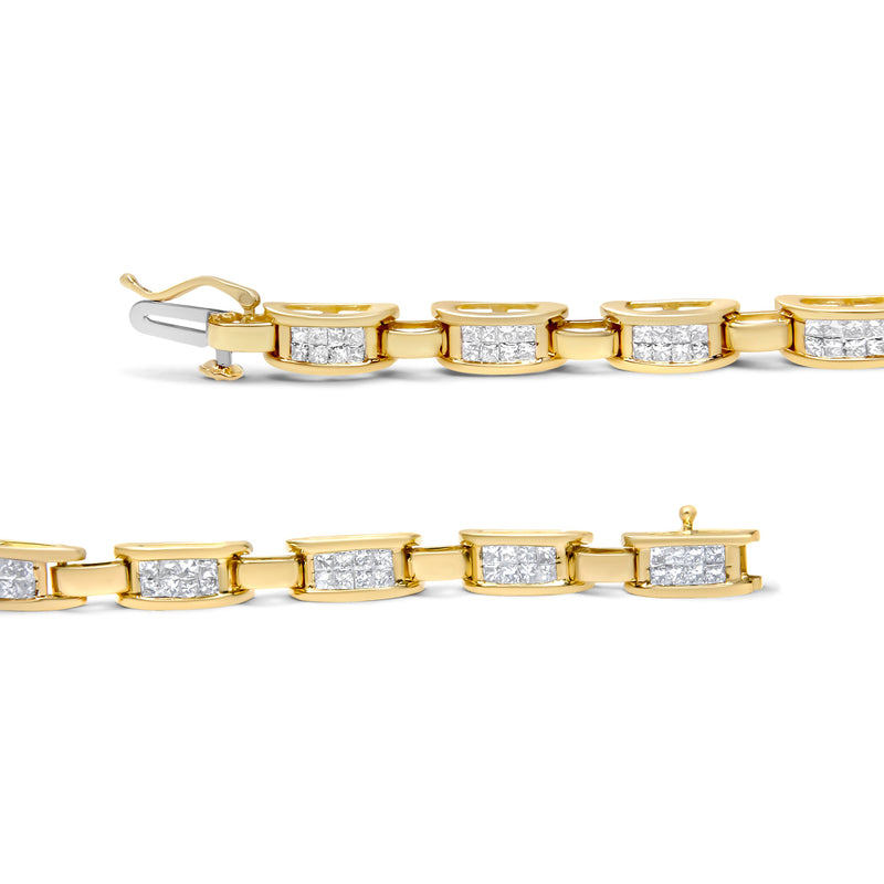 Bids.com 14K Yellow Gold Princess-Cut Diamond Links of Love Bracelet (2.00 cttw, H-I Color, SI2-I1 Clarity) Bracelets