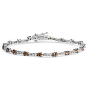 Bids.com 14k White Gold 2 1/4 Cttw Champagne Diamond Bar Link 7" Bracelet (Champagne Color, I1-I2 Clarity) Bracelets