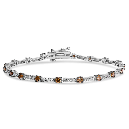 Bids.com 14k White Gold 2 1/4 Cttw Champagne Diamond Bar Link 7" Bracelet (Champagne Color, I1-I2 Clarity) Bracelets