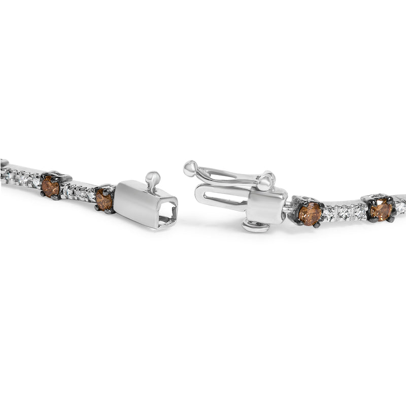 Bids.com 14k White Gold 2 1/4 Cttw Champagne Diamond Bar Link 7" Bracelet (Champagne Color, I1-I2 Clarity) Bracelets