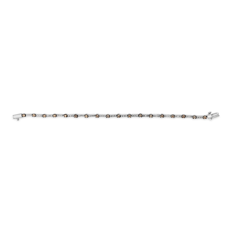 Bids.com 14k White Gold 2 1/4 Cttw Champagne Diamond Bar Link 7" Bracelet (Champagne Color, I1-I2 Clarity) Bracelets
