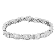 Bids.com 14K White Gold 5.0 Cttw Princess-Cut Diamond Rectangular Alternating Station 7" Tennis Bracelet (G-H Color, SI1-SI2 Clarity) Bracelets