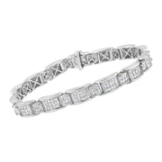 Bids.com 14K White Gold 5.0 Cttw Princess-Cut Diamond Rectangular Alternating Station 7" Tennis Bracelet (G-H Color, SI1-SI2 Clarity) Bracelets