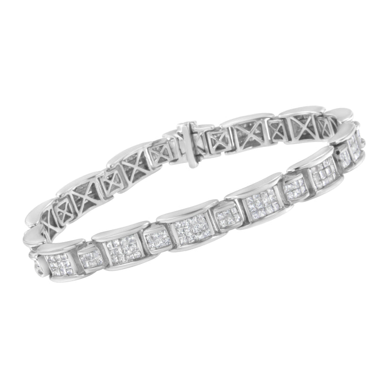Bids.com 14K White Gold 5.0 Cttw Princess-Cut Diamond Rectangular Alternating Station 7" Tennis Bracelet (G-H Color, SI1-SI2 Clarity) Bracelets