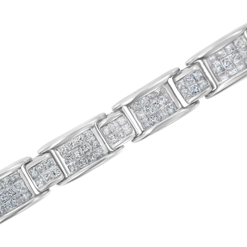 Bids.com 14K White Gold 5.0 Cttw Princess-Cut Diamond Rectangular Alternating Station 7" Tennis Bracelet (G-H Color, SI1-SI2 Clarity) Bracelets