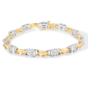 Bids.com 14K Two-Tone Gold 1.00 Cttw Princess-Cut Diamond Chain Link 7" Bracelet (H-I Color, SI1-SI2 Clarity) Bracelets
