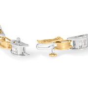 Bids.com 14K Two-Tone Gold 1.00 Cttw Princess-Cut Diamond Chain Link 7" Bracelet (H-I Color, SI1-SI2 Clarity) Bracelets