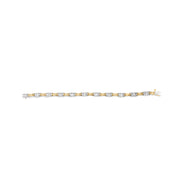 Bids.com 14K Two-Tone Gold 1.00 Cttw Princess-Cut Diamond Chain Link 7" Bracelet (H-I Color, SI1-SI2 Clarity) Bracelets