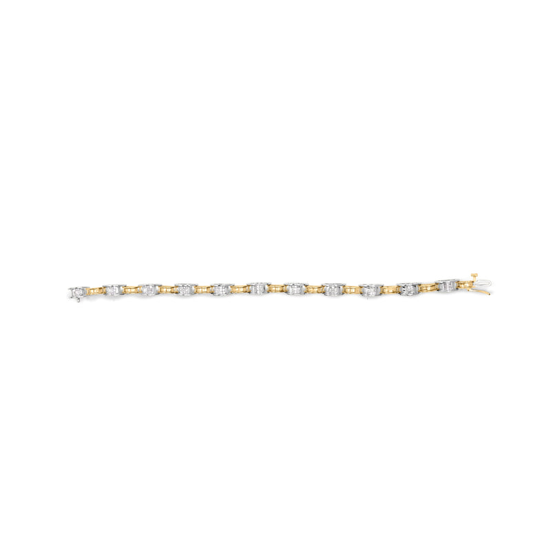 Bids.com 14K Two-Tone Gold 1.00 Cttw Princess-Cut Diamond Chain Link 7" Bracelet (H-I Color, SI1-SI2 Clarity) Bracelets
